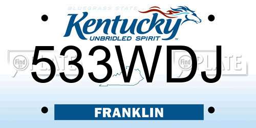 533WDJ Kentucky License Plate