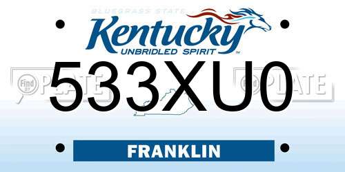 533XU0 Kentucky License Plate