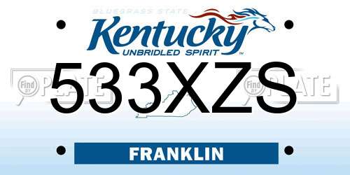 533XZS Kentucky License Plate