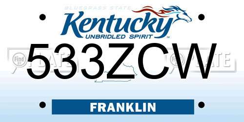 533ZCW Kentucky License Plate