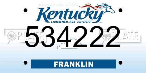 534222 Kentucky License Plate