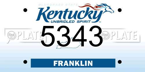 5343 Kentucky License Plate