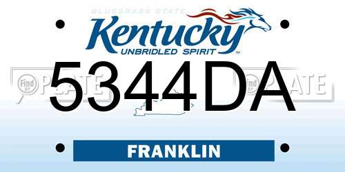 5344DA Kentucky License Plate