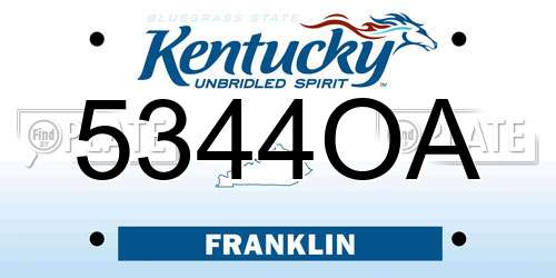 5344OA Kentucky License Plate