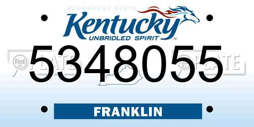 5348055 Kentucky License Plate