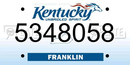 5348058 Kentucky License Plate