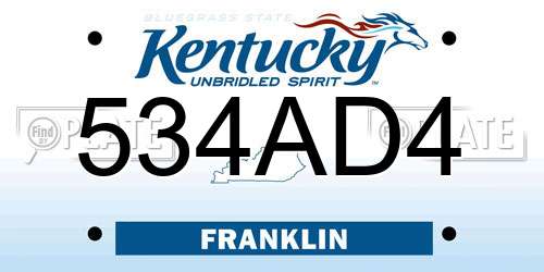 534AD4 Kentucky License Plate