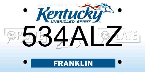 534ALZ Kentucky License Plate