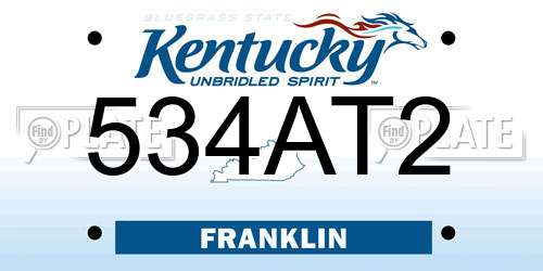 534AT2 Kentucky License Plate