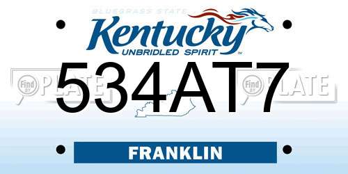 534AT7 Kentucky License Plate