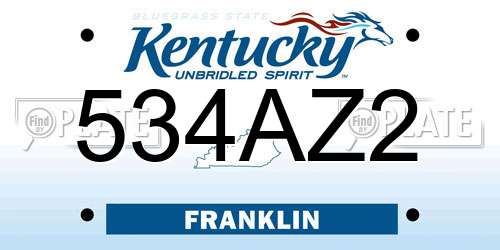 534AZ2 Kentucky License Plate