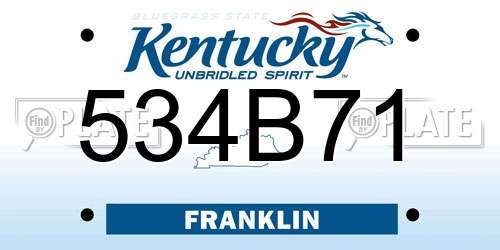 534B71 Kentucky License Plate