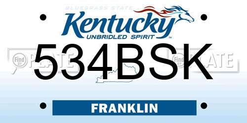534BSK Kentucky License Plate