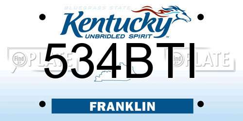 534BTI Kentucky License Plate