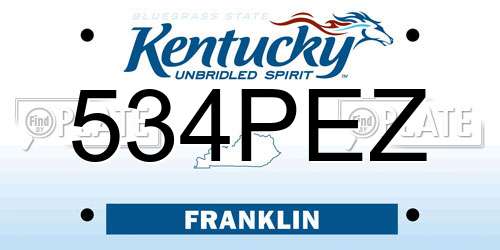 534PEZ Kentucky License Plate