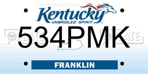 534PMK Kentucky License Plate