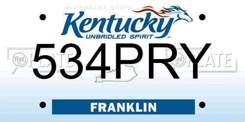 534PRY Kentucky License Plate