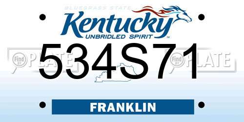 534S71 Kentucky License Plate