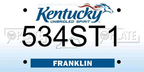 534ST1 Kentucky License Plate