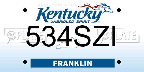 534SZI Kentucky License Plate
