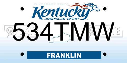 534TMW Kentucky License Plate