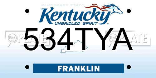 534TYA Kentucky License Plate