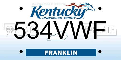 534VWF Kentucky License Plate