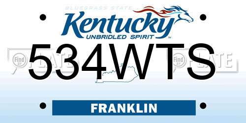 534WTS Kentucky License Plate
