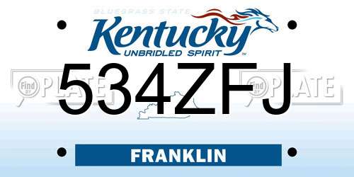 534ZFJ Kentucky License Plate
