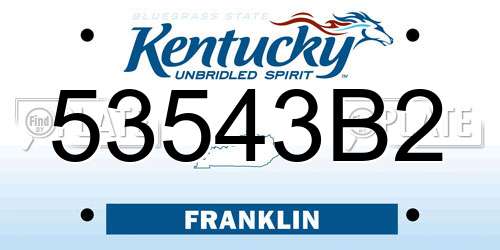 53543B2 Kentucky License Plate