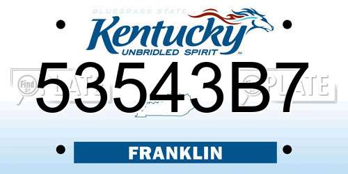 53543B7 Kentucky License Plate