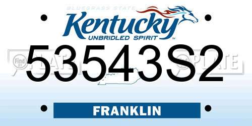 53543S2 Kentucky License Plate