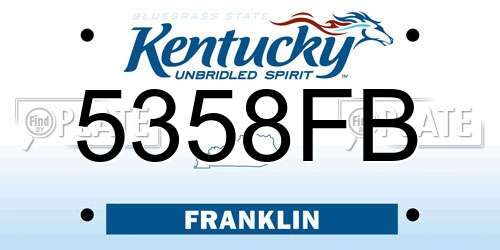 5358FB Kentucky License Plate