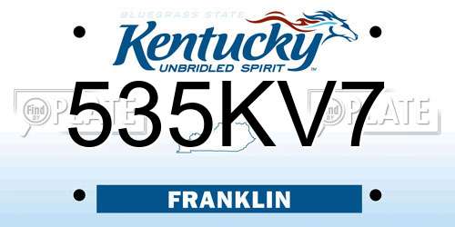 535KV7 Kentucky License Plate