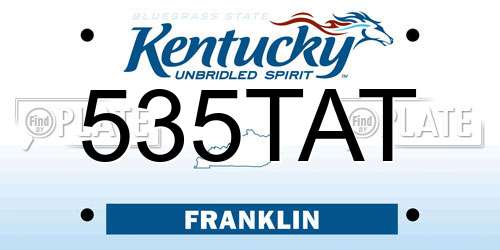 535TAT Kentucky License Plate