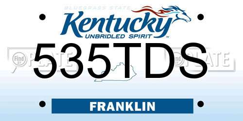 535TDS Kentucky License Plate