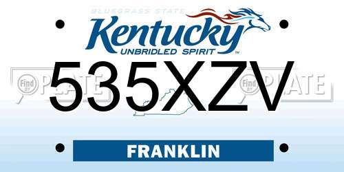 535XZV Kentucky License Plate