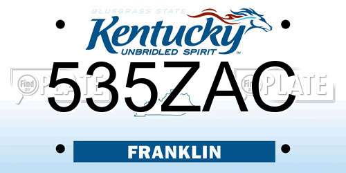 535ZAC Kentucky License Plate