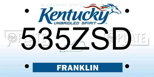 535ZSD Kentucky License Plate