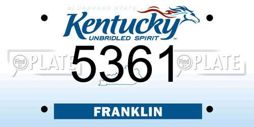 5361 Kentucky License Plate