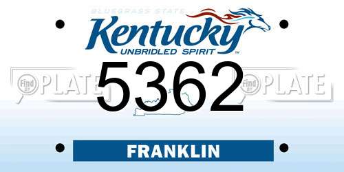 5362 Kentucky License Plate