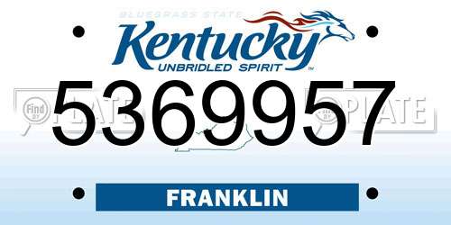 5369957 Kentucky License Plate