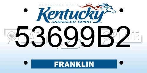 53699B2 Kentucky License Plate