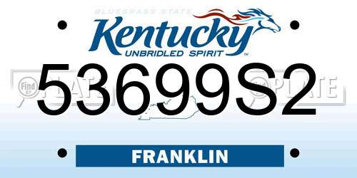 53699S2 Kentucky License Plate