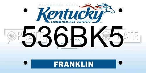 536BK5 Kentucky License Plate