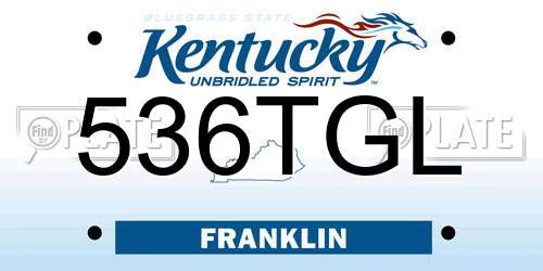 536TGL Kentucky License Plate