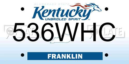 536WHC Kentucky License Plate
