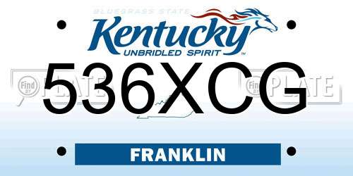 536XCG Kentucky License Plate