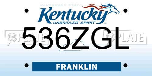 536ZGL Kentucky License Plate