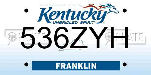 536ZYH Kentucky License Plate